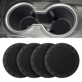 NON-SQUARE Car Cup Holder Coaster, 4 Pack PVC Anti Slip Durable Insert Car Coasters, 2.75 Inch Universal Car Coasters for Cup Holders, Suitable for Most Car Interior（Black）