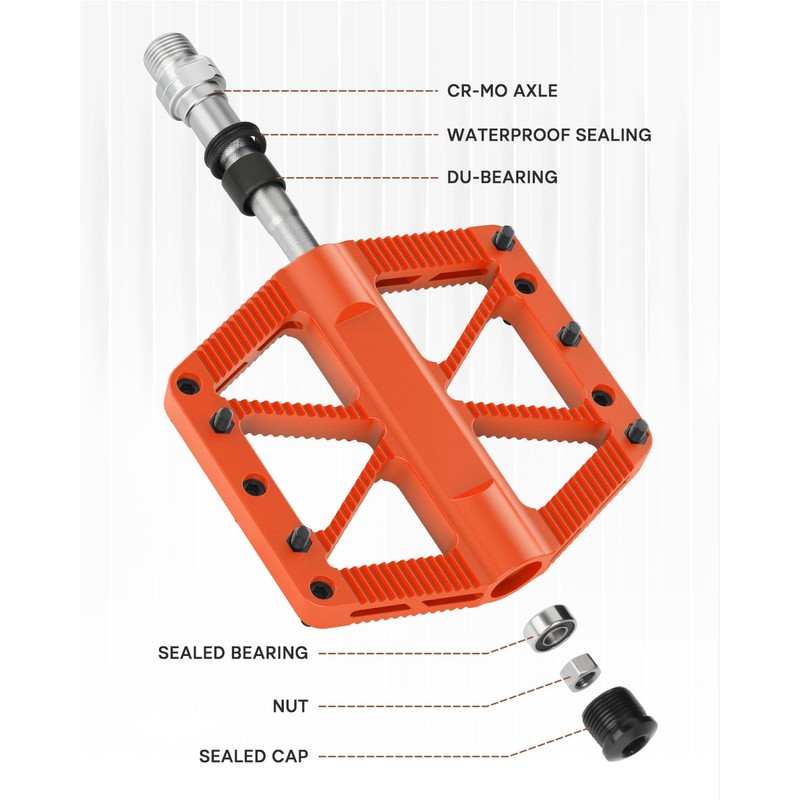 Bike Pedals, Mountain MTB BMX Pedals, 9/16" Bicycle Pedals, Lightweight