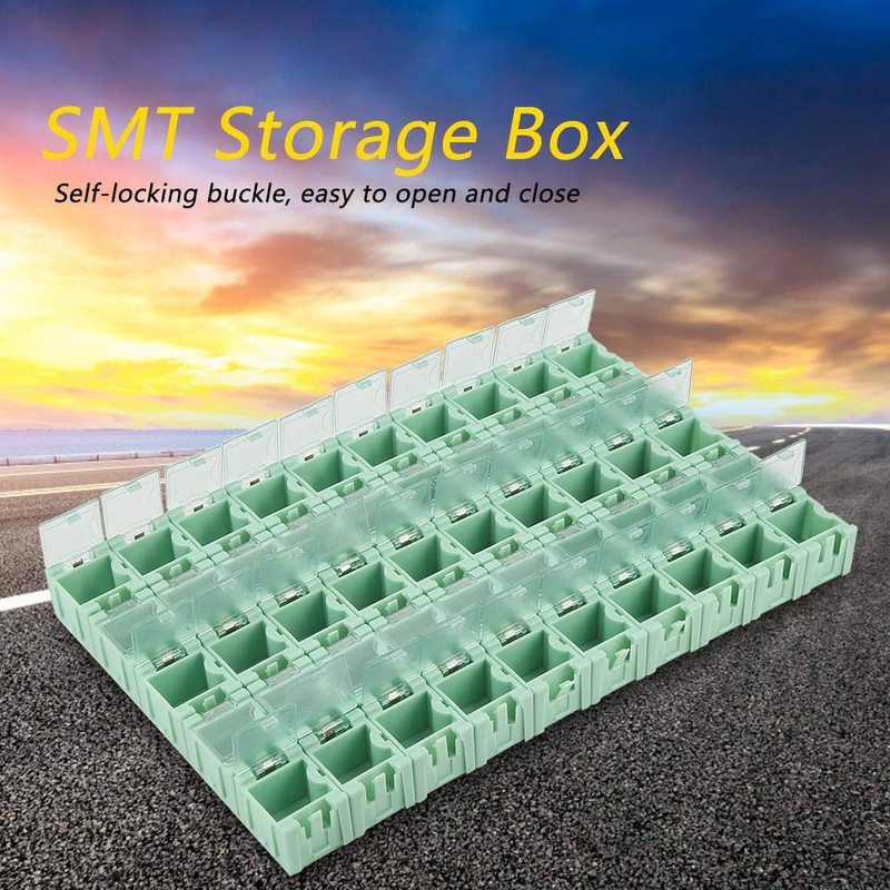 50pcs/Set Green SMT SMD Container Box, Electronic Components Parts Storage
