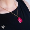 Handmade Real Dried Pressed Rose Flower Resin Necklace, Gold