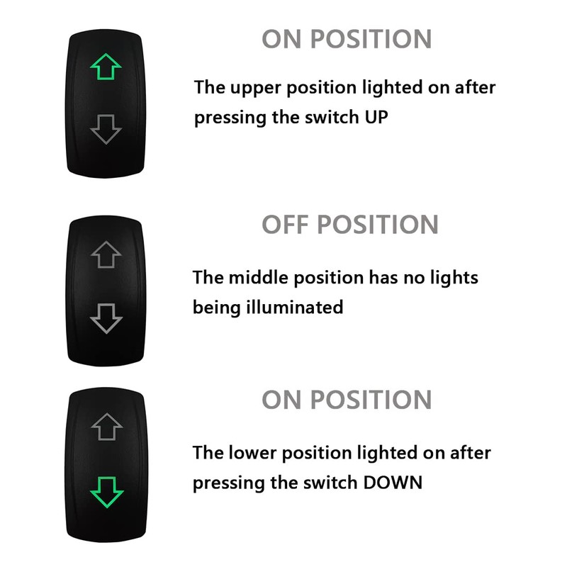 BACAUTOPARTS 12V Green Up Down Momentary Rocker Switch with Wires