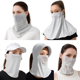 Cool Face Mask Collection: UPF 50+ UV Protection Full Face Neck & Shoulder Cover Mask/Gray 10ea