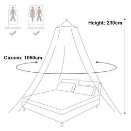 Mosquito Mesh Net for Bed Canopy Nets Round Dome Mosquito Net for Bedroom Garden Camping Hanging Curtains Netting Canopy for Baby/Single/King Size Bed [White]