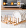 RISHTEN Bamboo Dish Drying Rack, Wooden Storage Holder Organizer for