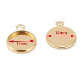 mwellewm 100 Pieces Pendant Trays Fit 12mm Stainless Steel Round Blank Bezel Blanks Trays Pendant for Jewelry Making Tool and DIY Craft, Stainless Steel, stainless steel