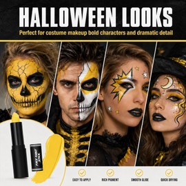 Blendable Face Makeup Stick for Adults - Creamy Paint Crayon for Halloween Costume Cosplay Party Festival Looks, Twist Up Design for Theatre Stage Sports Event Creative Styling (Sun Yellow)