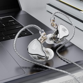 KZ ZAS - Auriculares híbridos 7BA+1DD con cables desmontables, adecuados en los oídos, para ingeniero de audio, cantante, músico (ZAS blanco, sin micrófono)