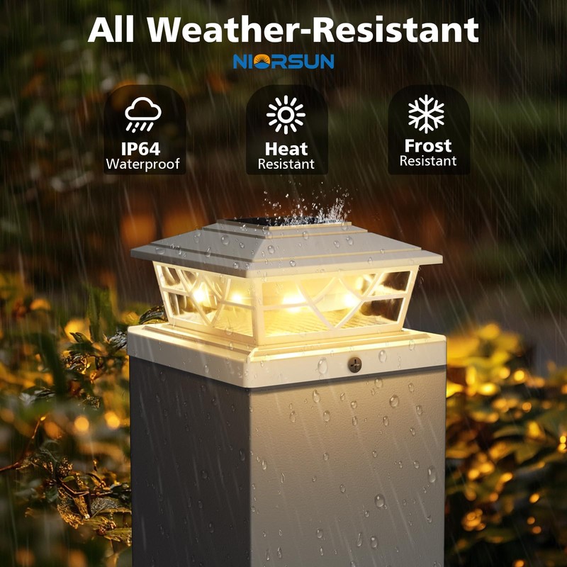 NIORSUN Solar Post Lights Outdoor 12 Pack, 2 Modes LED,