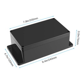 Project Box with Fixed Ear Therlan DIY IP65 Waterproof Junction Box ABS Universal Electronics Project Enclosure Black Project Boxes Dustproof Plastic Case Indoor Outdoor Connecting(200 * 120 * 75mm)