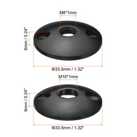 PATIKIL M10 Gooseneck Flange Mount, 2 Pack Female Thread Nut Screw Round Base Table Mounting for Gooseneck Hose Adapter, Aluminum Black