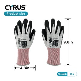 CYRUS Gardening Gloves for Women,Cut and Puncture Resistant,Non-slip and Durable,Suitable for Gardening, Outdoor Work,Grey Black,L