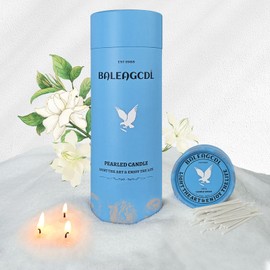 ZECHKAVAA White Pearled Candle 18oz Luxury Sand Candle Granulated Wax - 30 Cotton Wicks - Gardenia Scented - Lasts up to 120 Hours