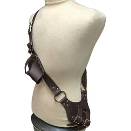 haozaikeji Medieval Leather Sword Pistol Holster Belt Adjustable Scabbard Sheath Retro Steampunk Knight Warrior Sword Shoulder Strap for LARP Cosplay Halloween Party Pirate Costume Accessory
