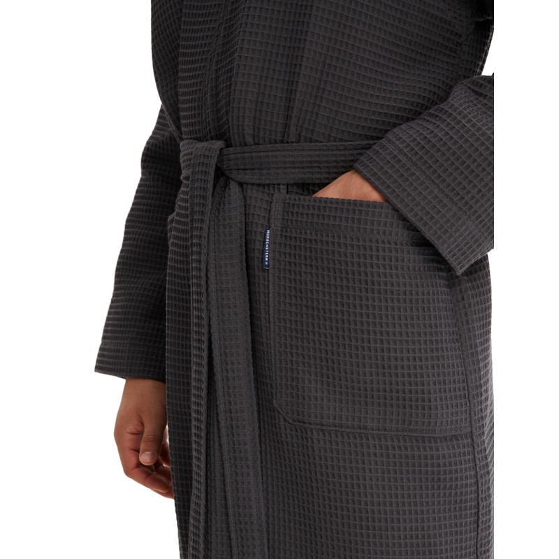 Morgenstern Men's Waffle Pique Bathrobe, Grey - xl