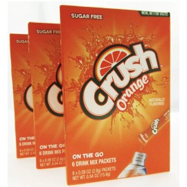 Crush Orange Crush ~ Packets ~ Sugar Free ~ Drink Mix ~ Singles To Go Lot of 3