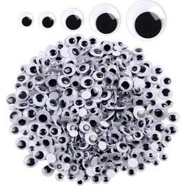 Timotech Set 500 Piezas Ojos Movibles Autoadhesivos, Kit de Ojos Saltones de 5 Tamaños Diferentes (6mm a 12mm) para Manualidades, Tareas Escolares y Decoración de Personajes y Títeres