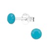 Turquoise Crystal Diamond Cut Sterling Silver Stud Earrings 4MM