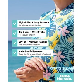 Tame the Sun Long Sleeve Girls' Swimsuit - Rash Guard with Frills, UPF 50+ Zipper Aqua Swimwear - Bathing Suit for Ages 3-12