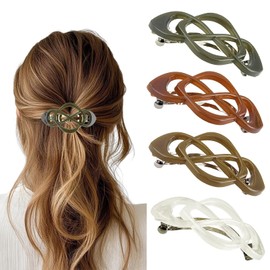 4 PCS Flat Hair Clips French Vintage Hair Barrettes Fashion Hair Accessories Jelly Color Non Slip Cross Half Ponytail Spring Clip with High-End Feel for Women