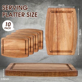 Kigley 10 Pcs Wooden Dinner Plates Cutting Boards Bulk for Laser Engraving with Juice Groove Chopping Board Charcuterie Board Carving Tray for Kitchen Housewarming Gift (6 x 8 Inch)
