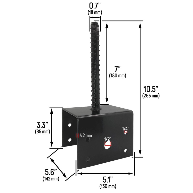 Automotive Authority U Shaped 6x6 Deck Post Concrete Anchor Spike