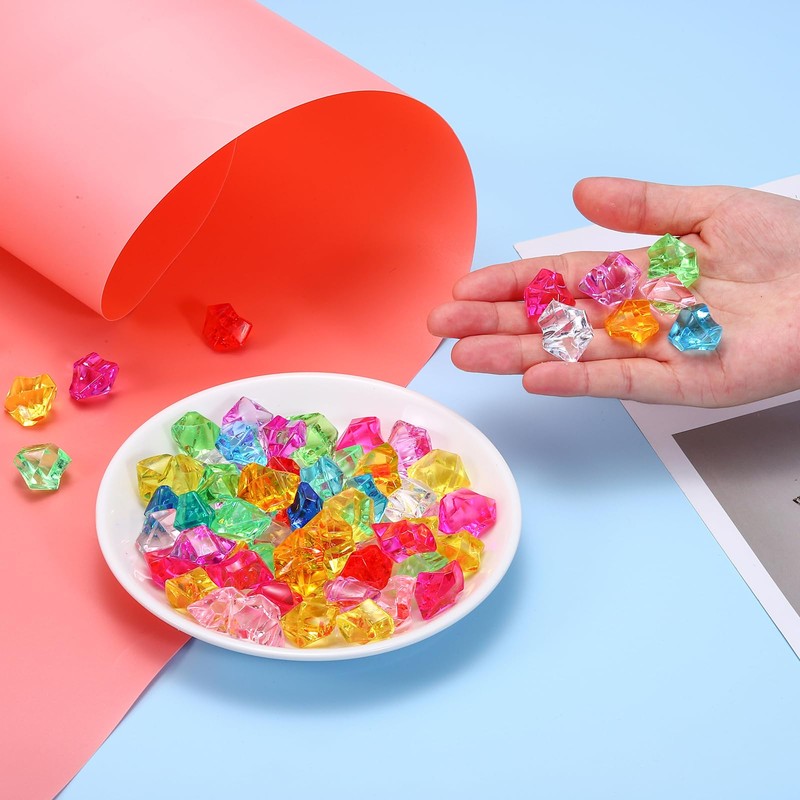 sourcing map 200pcs Fake Ice Rocks Acrylic Purplish Red Crystals