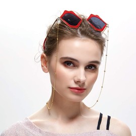 LANG XUAN Eyeglass Chains Glasses Reading Eyeglasses Holder Strap Cords Lanyards - Eyewear Retainer for Women (Gold)