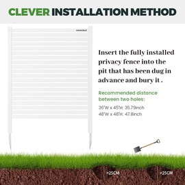 WOMEDUAL 48"W X 48"H Air Conditioner Fence Privacy Screen Kit with Metal Stake, Perfect for Decorative Pool Equipment Enclosure Trash Can Enclosure Outside, and A/C Units, 2 Freestanding White Panels