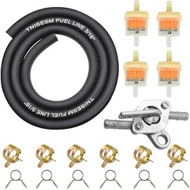 Tnisesm Gas Fuel Line Hose with Fuel Filters Inline Shut Off Valve Petcock Set SPring Clamps for 50cc 70cc 90cc 110cc 125cc 150cc Coolster Apollo Baja ATV Four Wheeler Moped Scooter Dirt Pit Bike