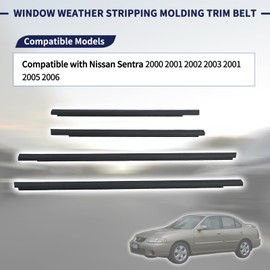Window Weather Stripping Molding Trim Belt Compatible with Nissan Sentra 2000-2006 Replace 80820-5M00A 80821-5M00A 82820-5M00A 82821-5M00A Outer Door Window Moulding Trim Weatherstrip