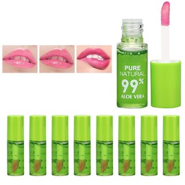 Merkts Aloe Lip Gloss, Portable Aloe Vera Color Changing Lip Gloss, Moisturizing and Lasting Moisturizing Lip Gloss,8 Pack Aloe Vera Lip Gloss Set