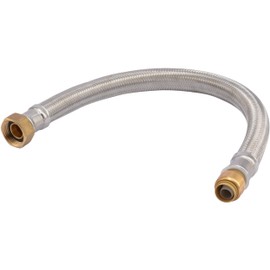 SharkBite 1/2 Inch x 3/4 Inch FIP x 18 Inch Stainless Steel Braided Flexible Water Heater Connector, Push To Connect Brass Plumbing Fitting, PEX Pipe, Copper, CPVC, PE-RT, HDPE, U3068FLEX18LF