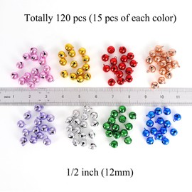 1/2 Inch Jingle Bells Small Bell Mini Bells, Tiny Crafts Bells, DIY for Christmas Home Making Ornaments Wreath Pet Decorations Bracelet Anklets Necklace Knitting Jewelry Making 120 Pcs, Colorful