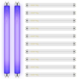 Qualirey Paquete de 12 Bombillas de Luz de Repuesto para Exterminador de Insectos de 10W para Exterminador de Insectos de Interior de 20W, Tubo de Luz BL T8 F10W de 13 Pulgadas Compatible con Aspectek