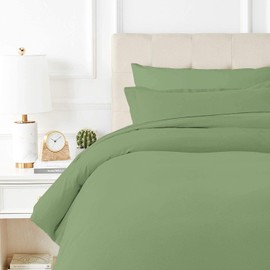 Ashton 100% Egyptian Cotton Duvet Cover - King/California King Size, 600 Thread Count, Cooling - Sage Green