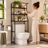 4-Tier Over Toilet Storage Rack with Basket – Freestanding Black