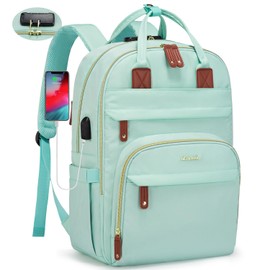 LOVEVOOK Laptop Backpack Purse for Women, Unisex Large Capacity 17 Inch Travel Anti-theft Bag, Work Business Computer Bags Backpack for Men, Casual Hiking Daypack with Lock, Mint Green