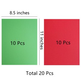 Hysiwen 20 Sheets Red and Green Christmas Color Cardstock 8.5 x 11 Inches, 250gsm/92 lb Thick Craft Paper for Making Cards, Invitations, Paper Crafts or Drawing
