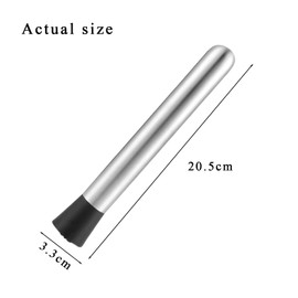 Stainless Steel Cocktail Muddler,20.5 Cm Muddler Multi-Functional,Silver Fruit Ice Crusher Stick With Grooved Head,Professional for Cocktail Making,Fruit Crushing, Muddling,Mojito Making