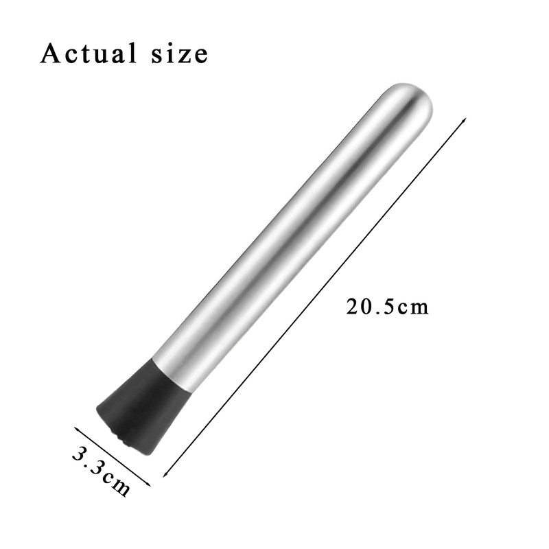 Stainless Steel Cocktail Muddler,20.5 Cm Muddler Multi-Functional,Silver Fruit Ice Crusher