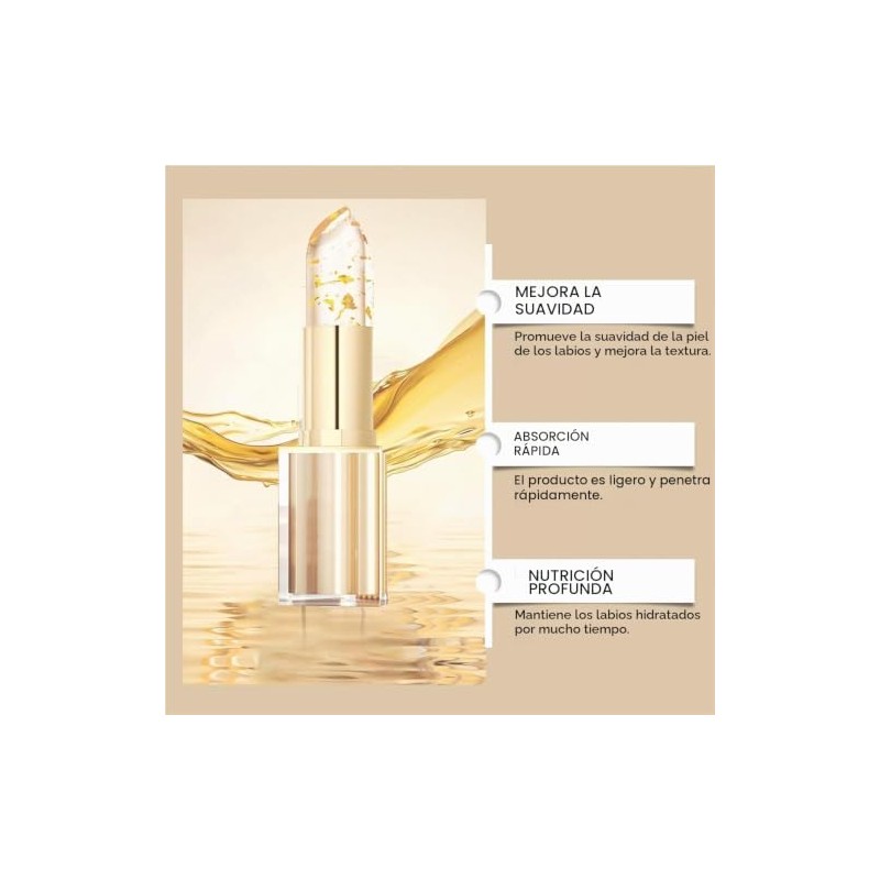 Bymolia Color Changing Lipstick, Transparente Transferproof Gold Crystal Color Changing