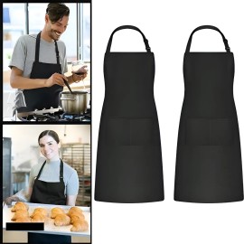 2 Pack Mandil Delantal Para Chef Anti-agua Poliéster Algodón Color Negro