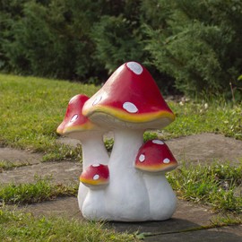 Northlight 16.75" White and Red Hand Painted Mushrooms Outdoor Garden Decor