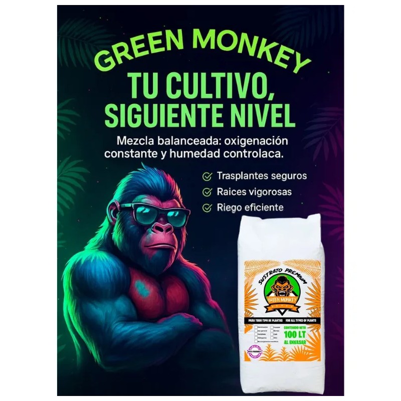 Sustrato Green Monkey 100 Lt All Mix Peat Moss Perlita
