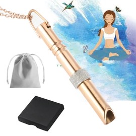 JUAEYIDDS Stainless Steel Breathing Necklace Stress Relief Necklaces Mindful Necklace Stress Relief Necklace with Jewellery Bag for Deep Breathing Exercises for Men Women Meditation Stress Relief