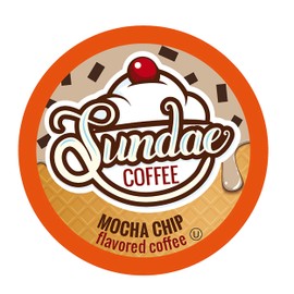 Sundae Ice Cream Flavored Coffee Pods, Compatible with 2.0 Keurig K-Cup Brewer, (Mocha Chip) 48 Count
