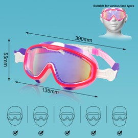 ProChosen Kids Swimming Goggles, Swimming Goggles for Kids Children Teens Age 3-15 Waterproof Anti-Fog UV Protection No Leaking, Boys Girls Swimming Goggles Kids 6-14 with Nose Clip (Rainbow)