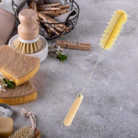 HOFMEISTER® Bottle Brush, 38 cm, EU Natural Product, Plastic-Free, Effective Cleaning of Tight Bottle Necks and Baby Bottles, Tube Brush with Natural Bristle Handle Made of Beech Wood