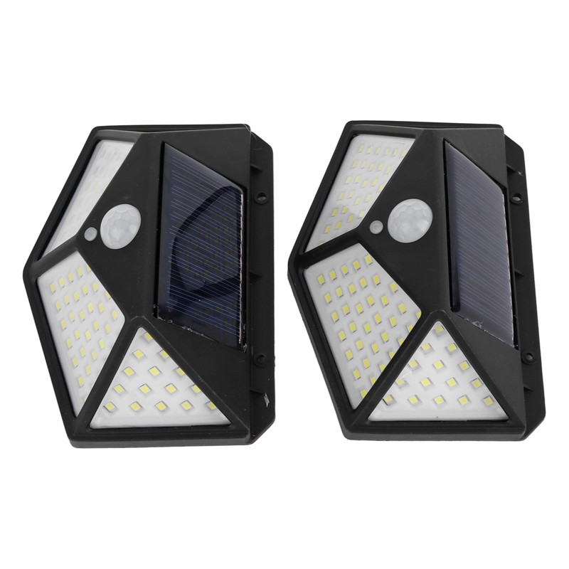 2 Pcs Solar Motion Sensor Light 4 Sided 100 LEDs