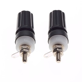 Keple 4 mm Banana Socket - Pack of 2, Black 4 mm Banana Plug with Binding Post, Panel Mounting, Solder Tag and Blank Wire Connection